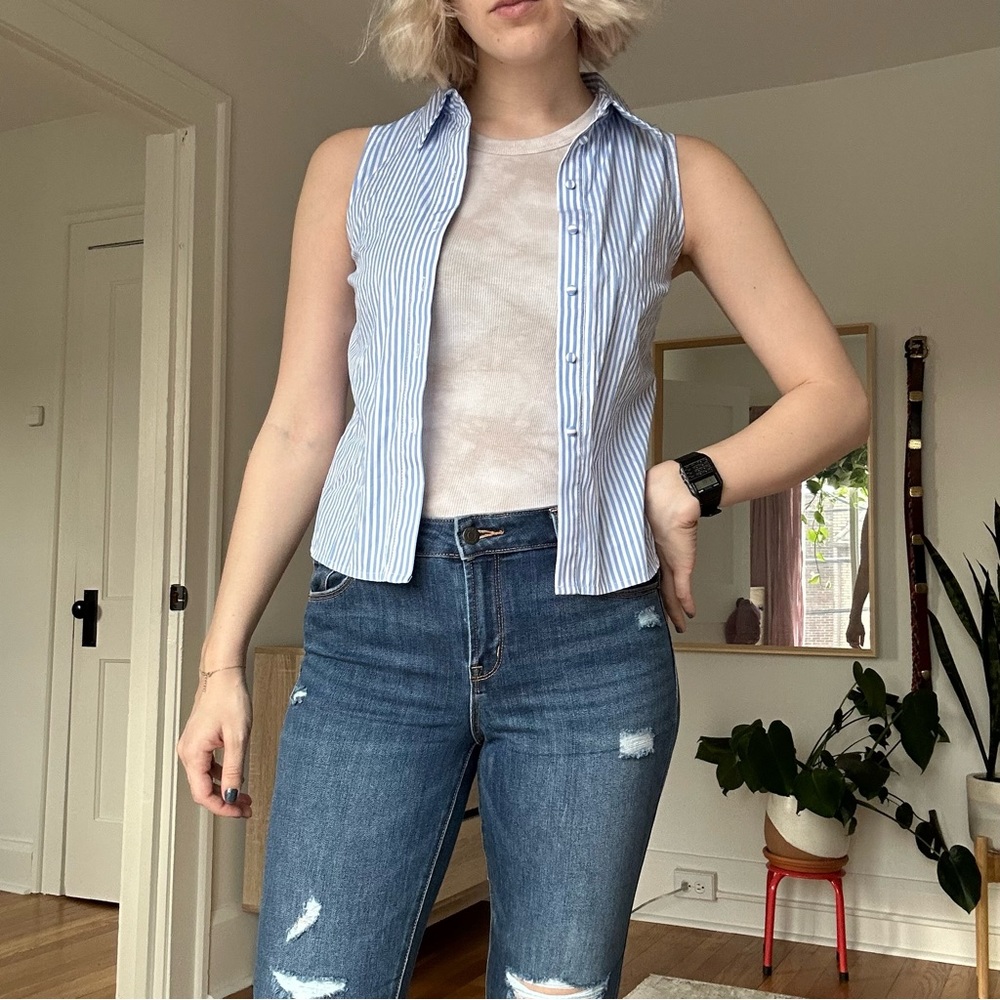 Button Down Striped Top